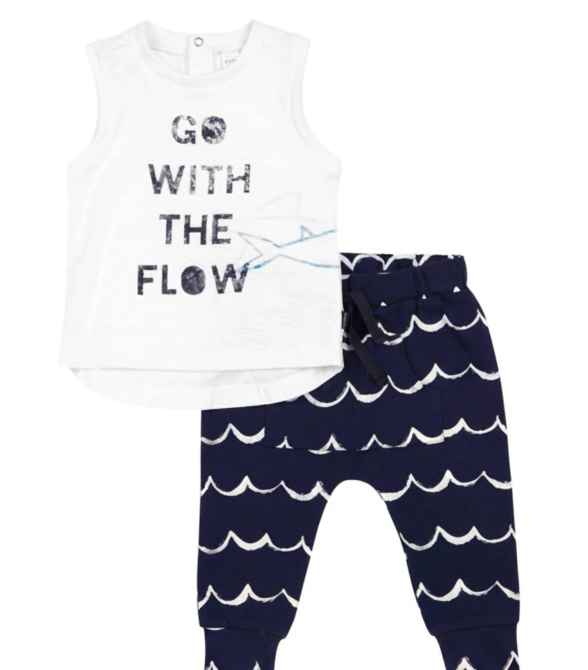 Kids 2-Piece Flow Logo Tank Top & Wave Print Jogger Pants