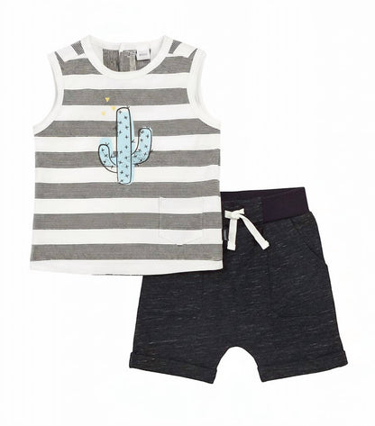 Kids Cactus 2-Piece Stripe Tank Top & Short Set