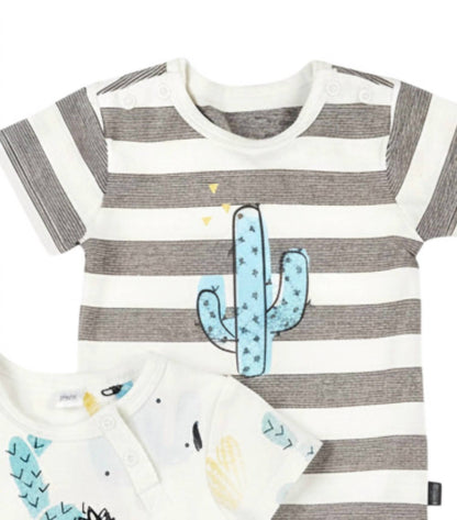 Kids Cactus Print Striped Onesies & Pants - Set Of Two