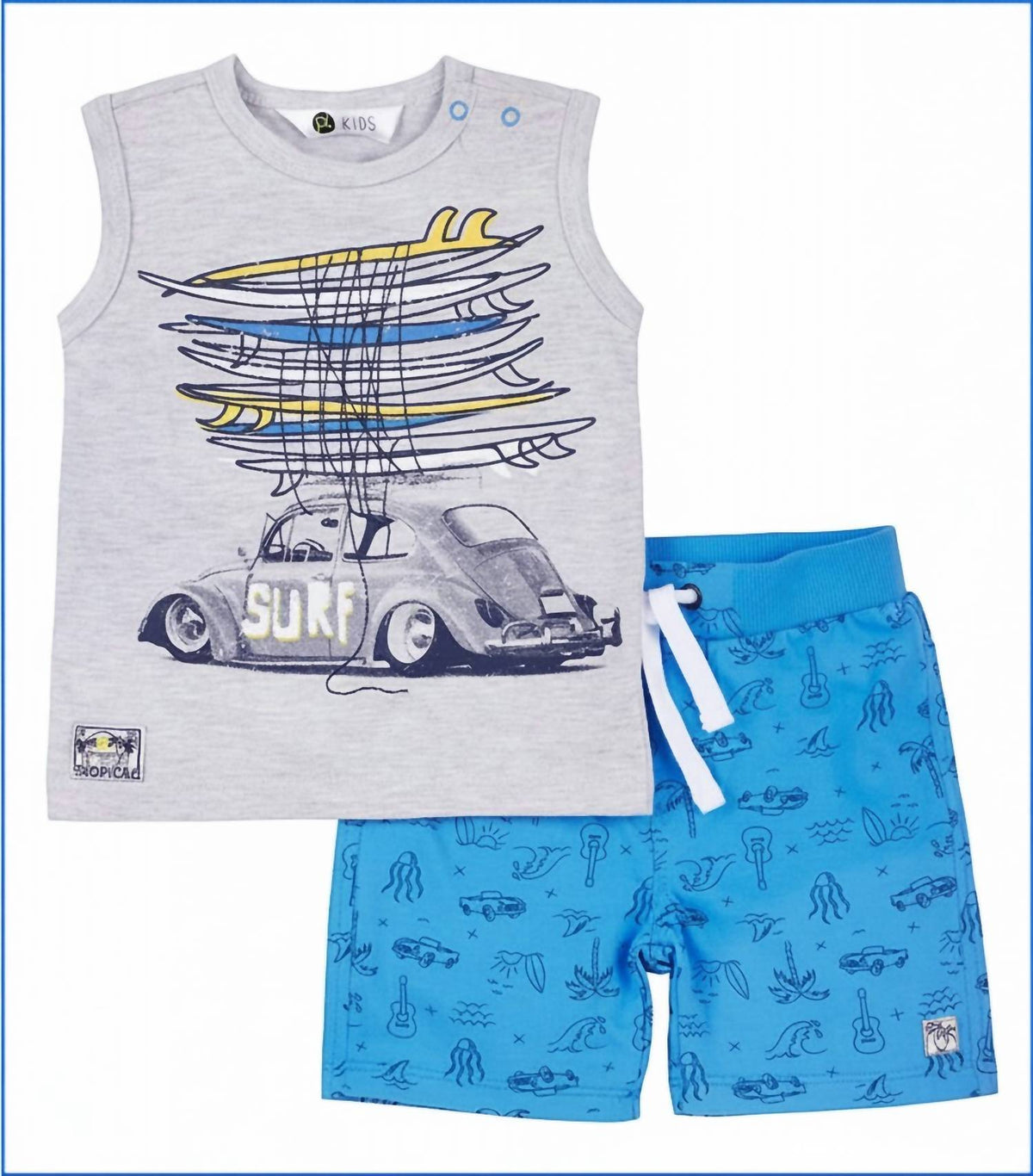 Kids Car Print 2-Piece Tee & Short Set