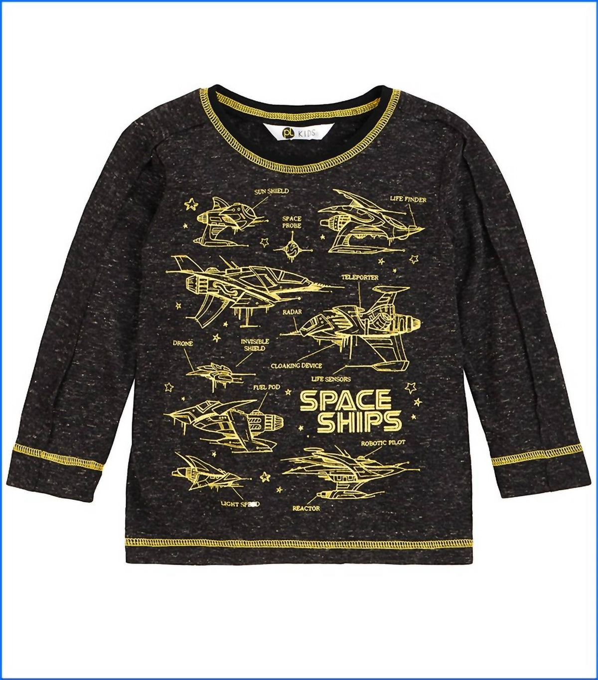 Kids Long Sleeve Spaceship T-shirt