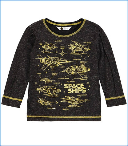 Kids Long Sleeve Spaceship T-shirt