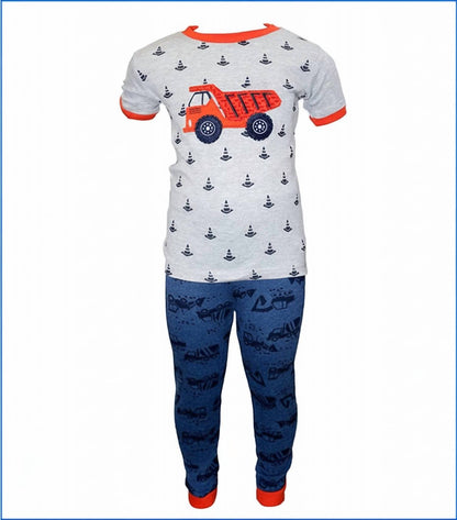 Kids Short Sleeve Construction Trucks Pajama Set