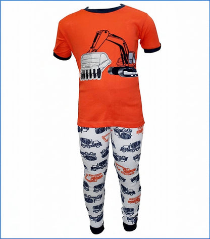 Kids Short Sleeve Construction Trucks Pajama Set
