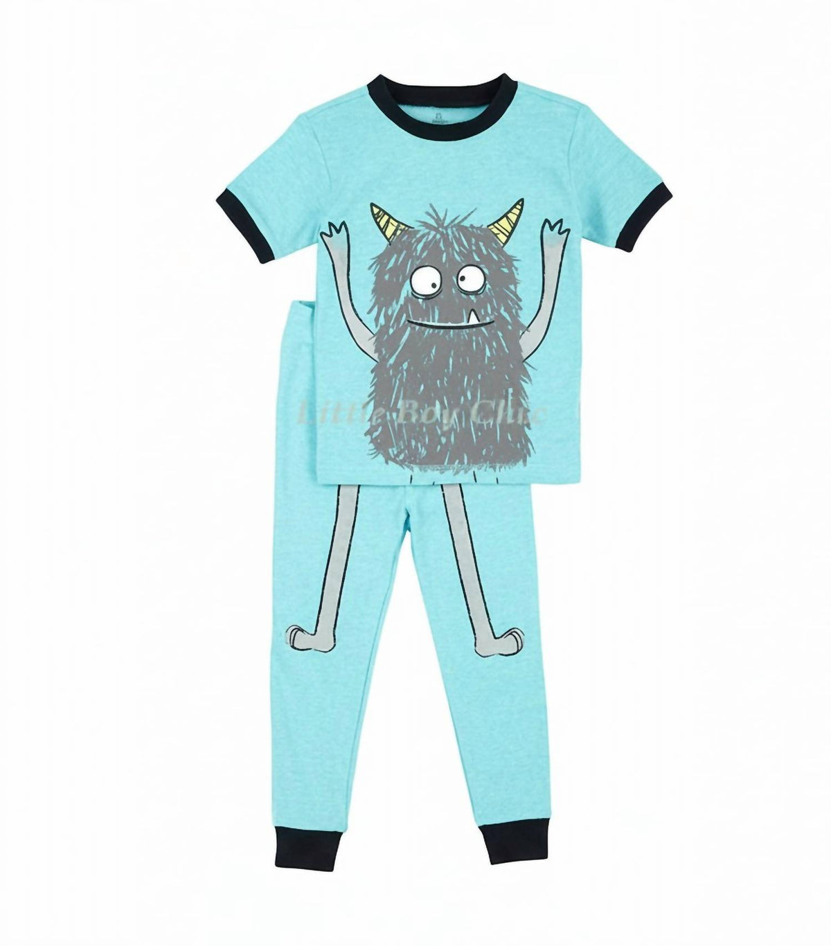 Kids Short Sleeve Glow In The Dark Sleep Monster 2-Piece Pajama Set