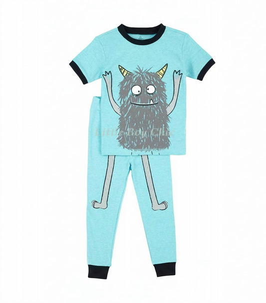 Kids Short Sleeve Glow In The Dark Sleep Monster 2-Piece Pajama Set