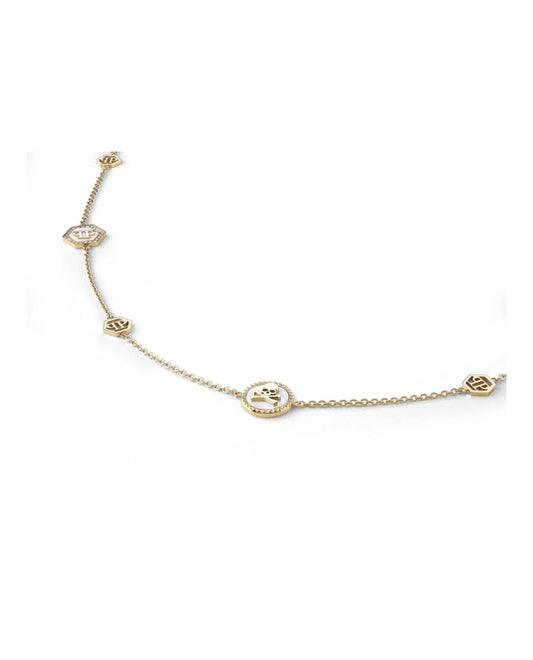 Women's Mini Logo Crystal Cable Chain Necklace