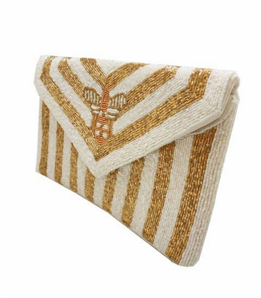 Women's Beaded Bee Clutch Bag