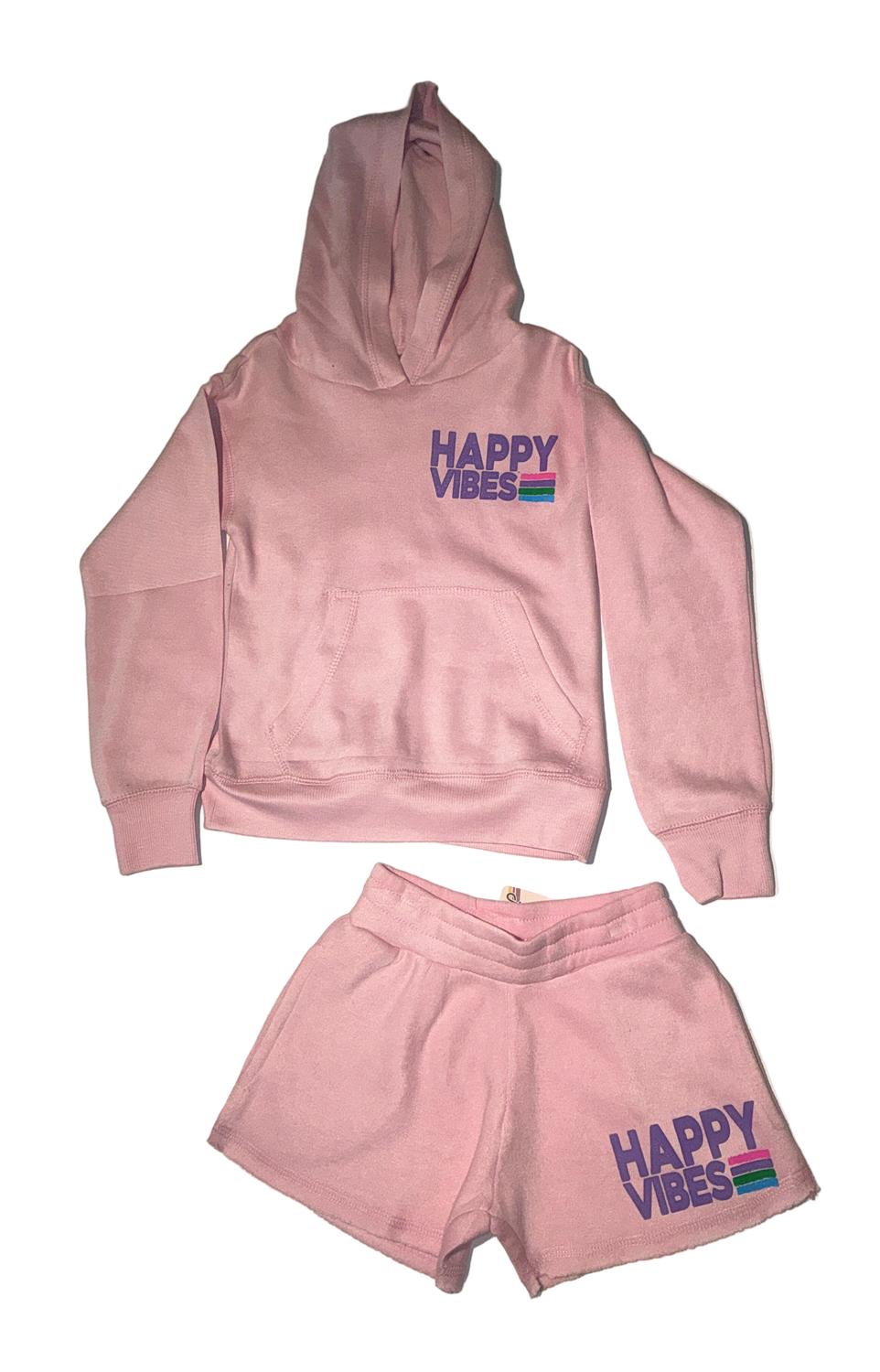 Girl's Happy Vibes Hoodie & Short Set