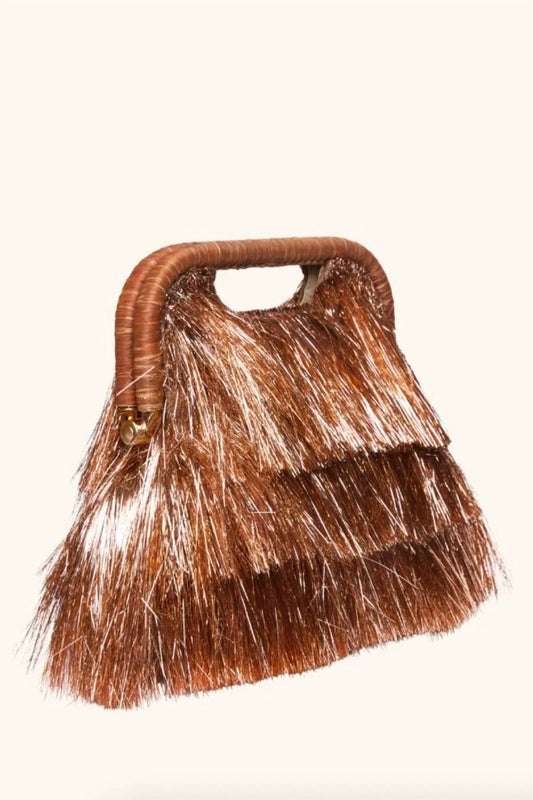 POOLSIDE Women's The Flamads Fringe Mini Bag in Metallic Copper - view 2