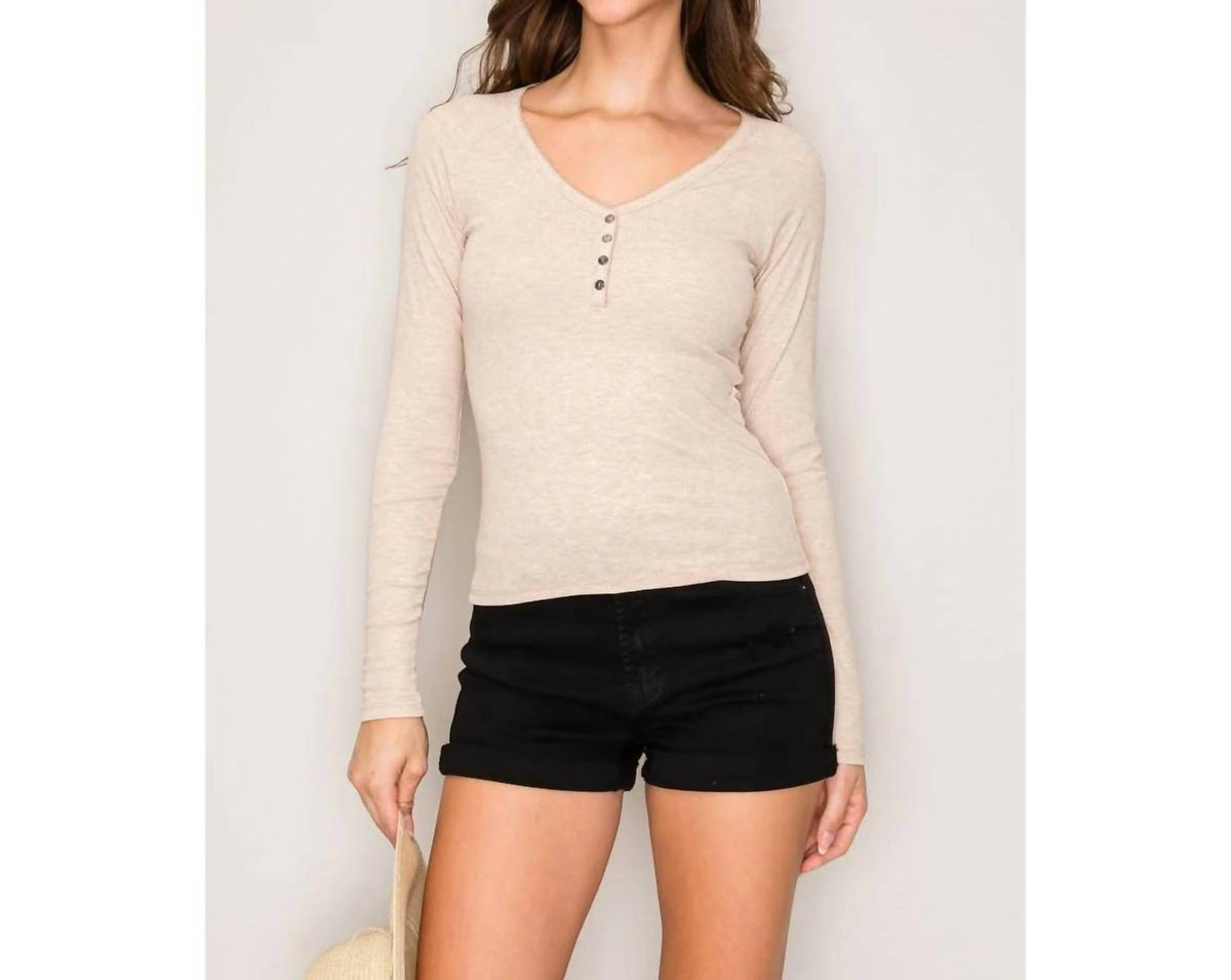 Women's Picot-stitch V-neck Top
