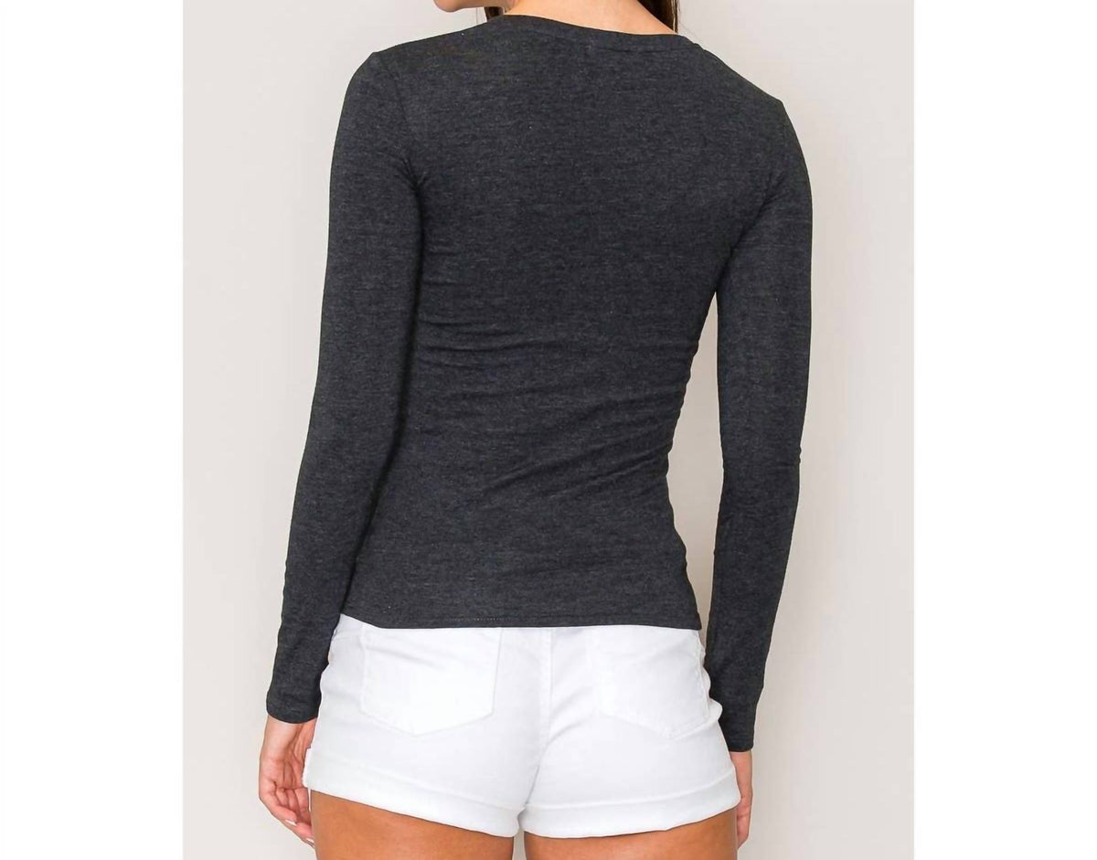 Women's V-neck Long-sleeve Knit Tee
