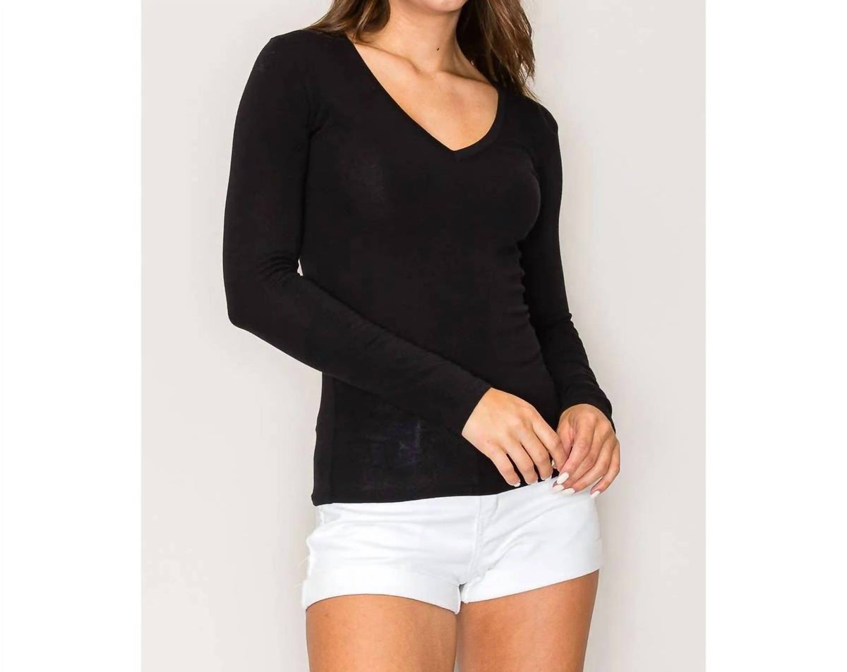 Women's V-neck Long-sleeve Knit Tee