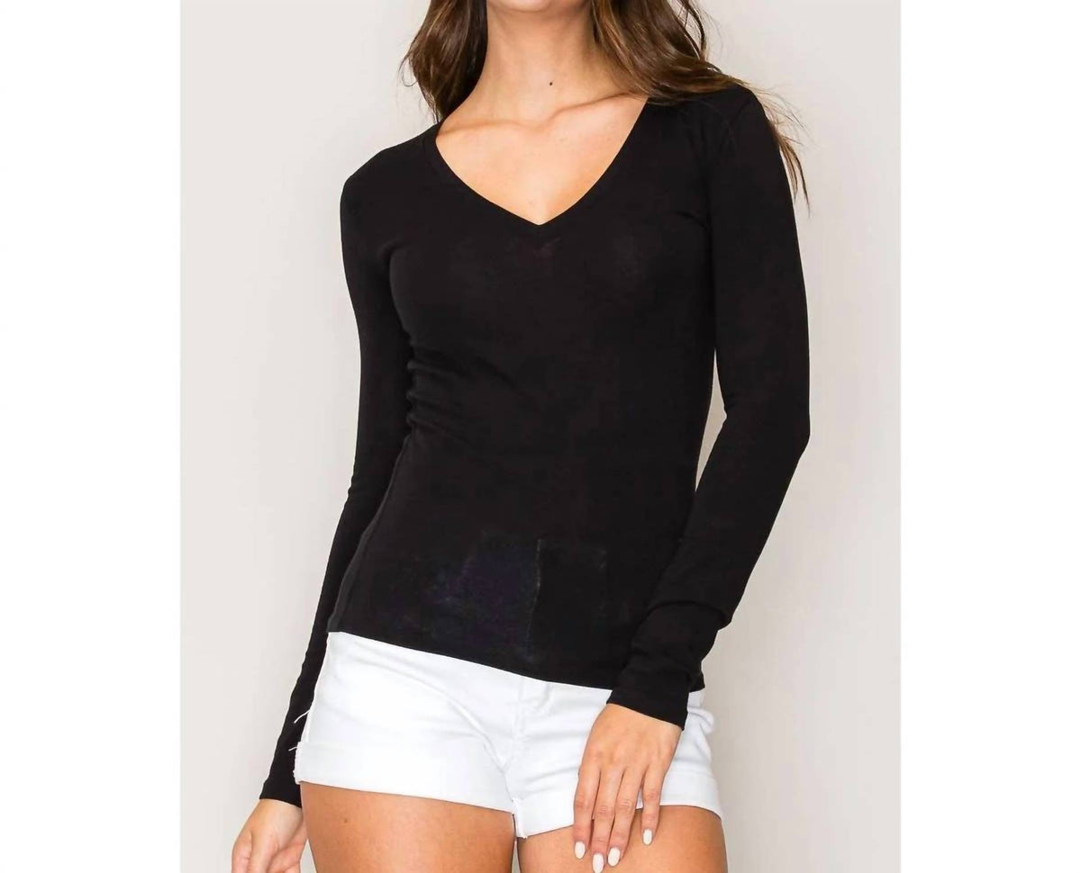 Women's V-neck Long-sleeve Knit Tee