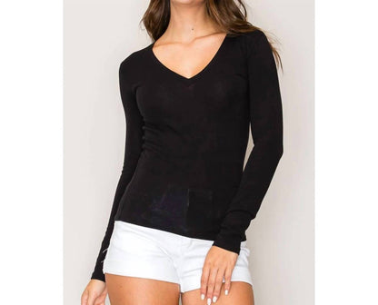Women's V-neck Long-sleeve Knit Tee
