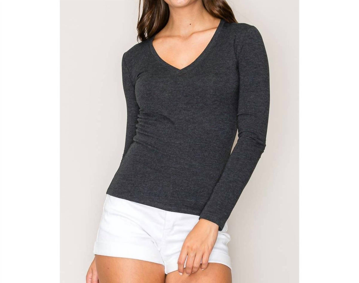 Women's V-neck Long-sleeve Knit Tee