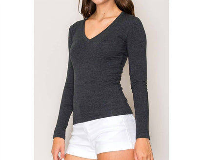 Women's V-neck Long-sleeve Knit Tee