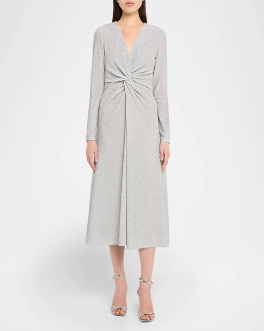 Twist Front Long Sleeve Sparkle Dress