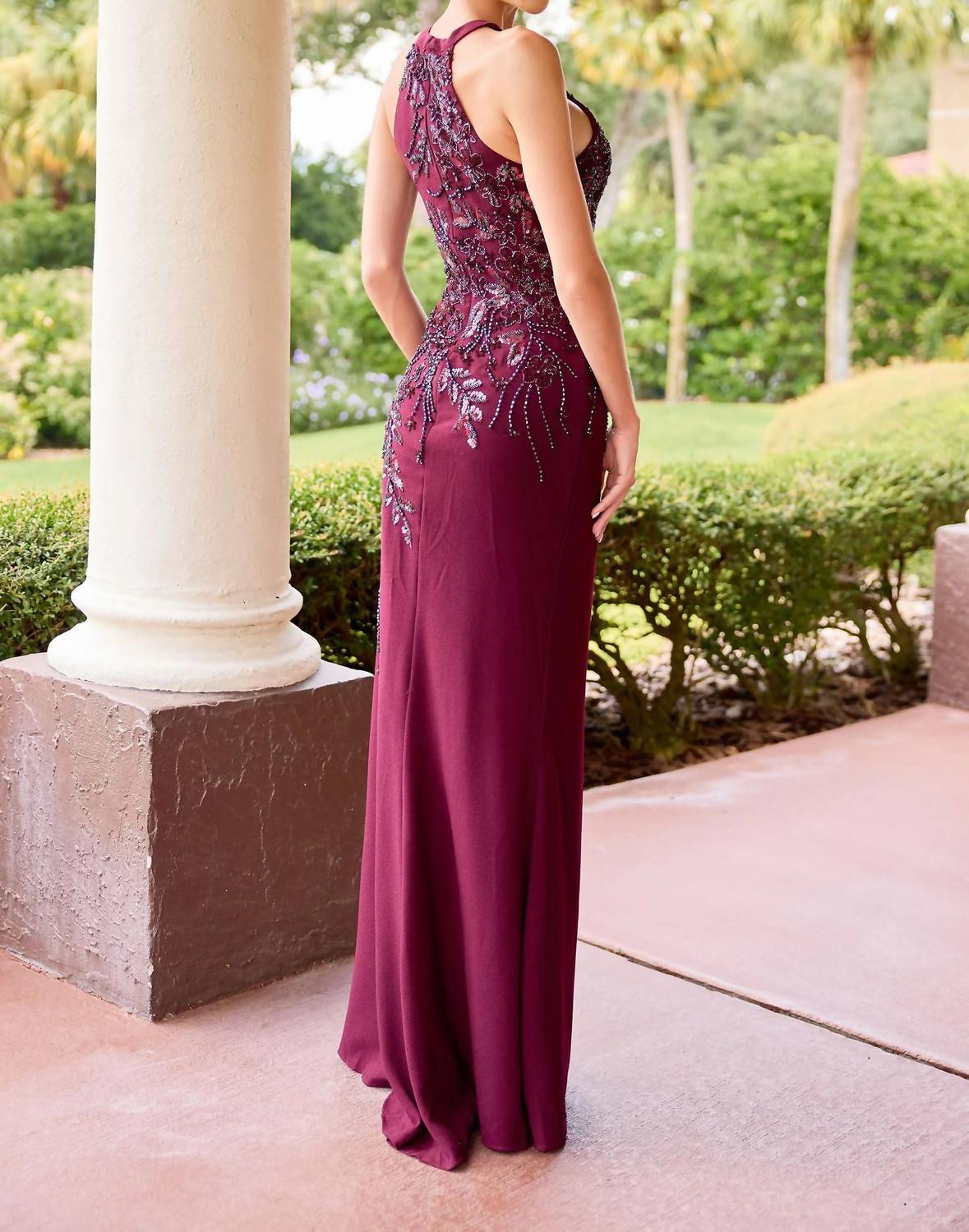 Beaded High Halter Dress