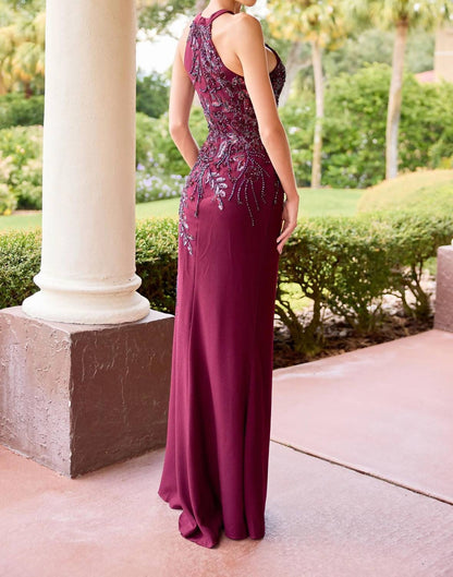 Beaded High Halter Dress