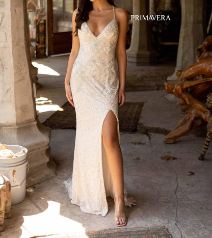 Beaded Long Formal Gown