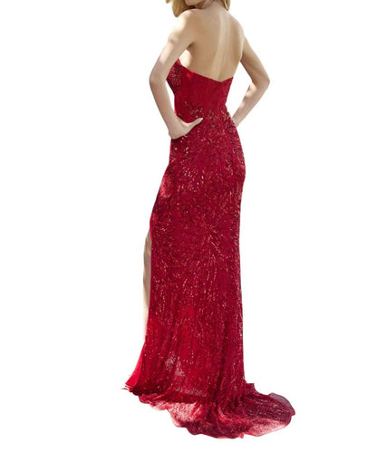 Long Beaded Corset Gown