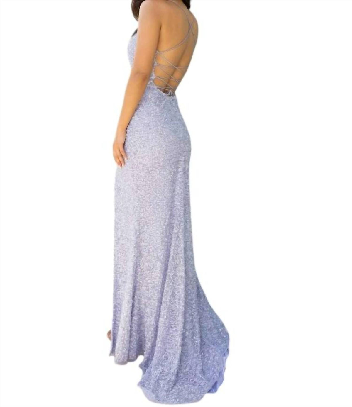 Strap Back Sequin Fitted Gown