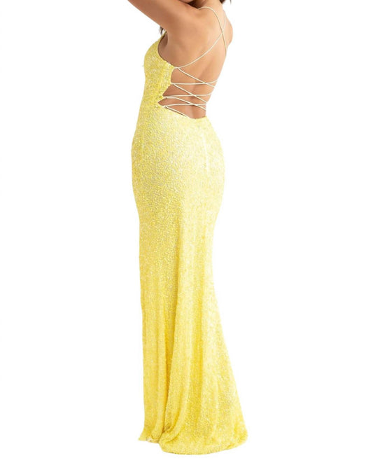 Strap Back Sequin Fitted Gown