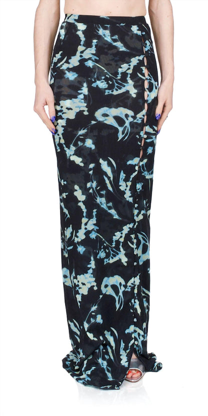 Mesh Button Down Maxi Skirt