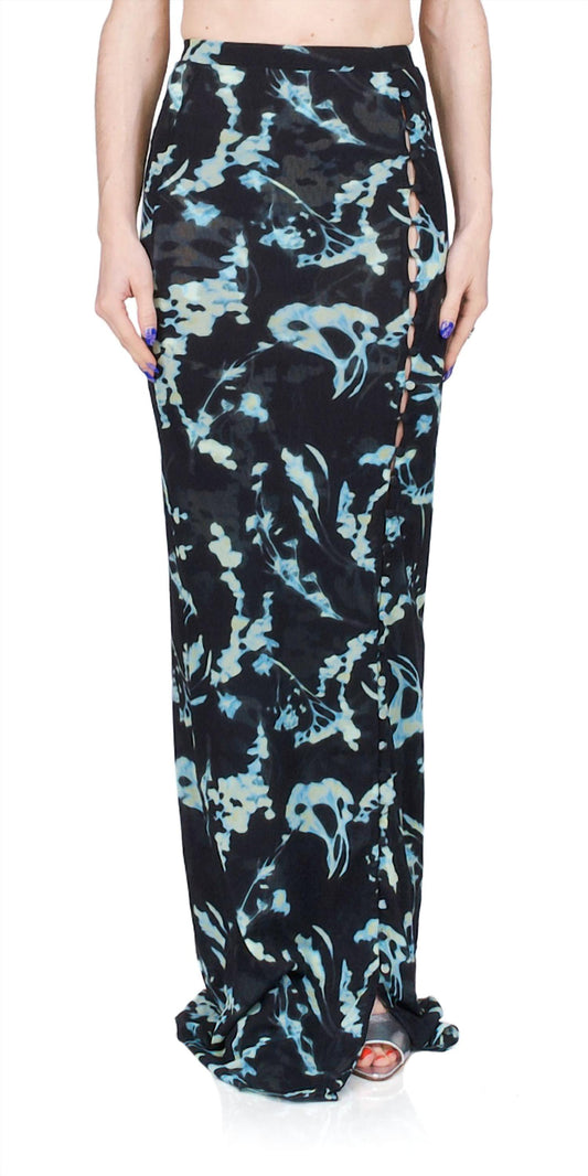 Mesh Button Down Maxi Skirt