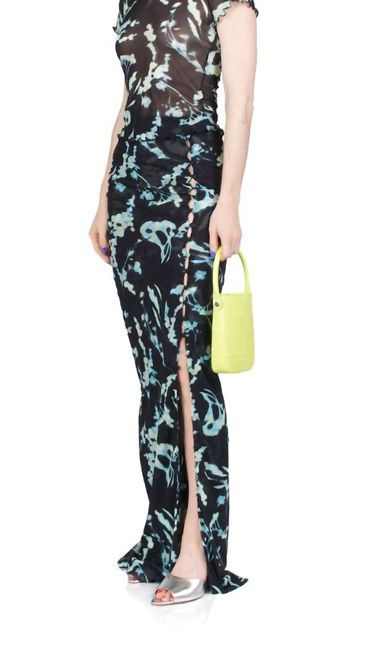 Mesh Button Down Maxi Skirt