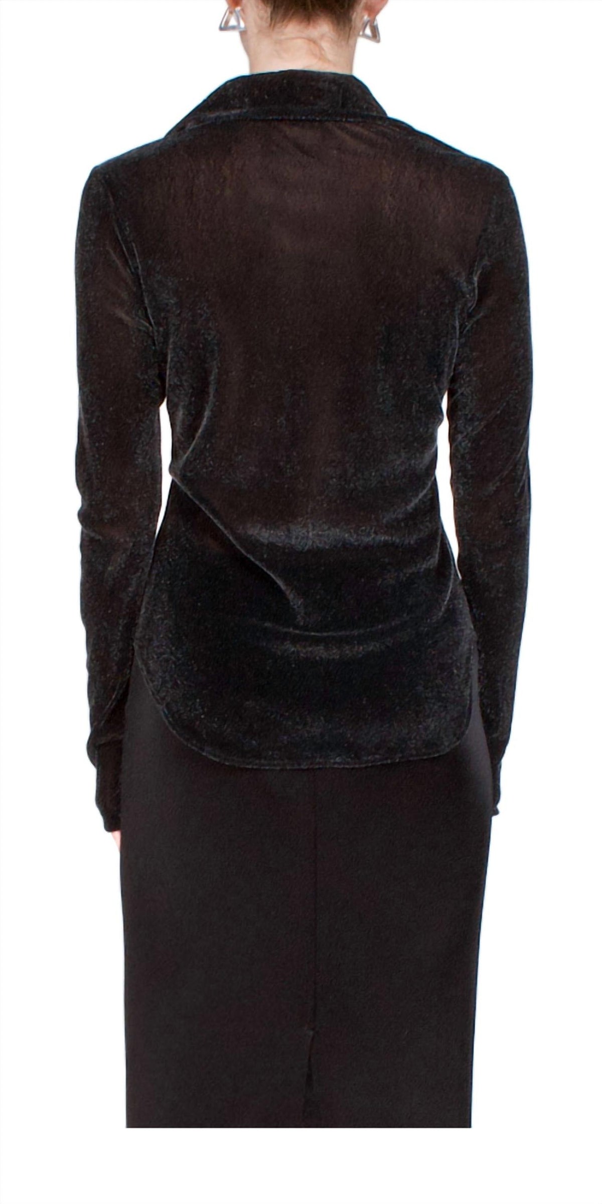 Velvet Mesh Button Down Shirt