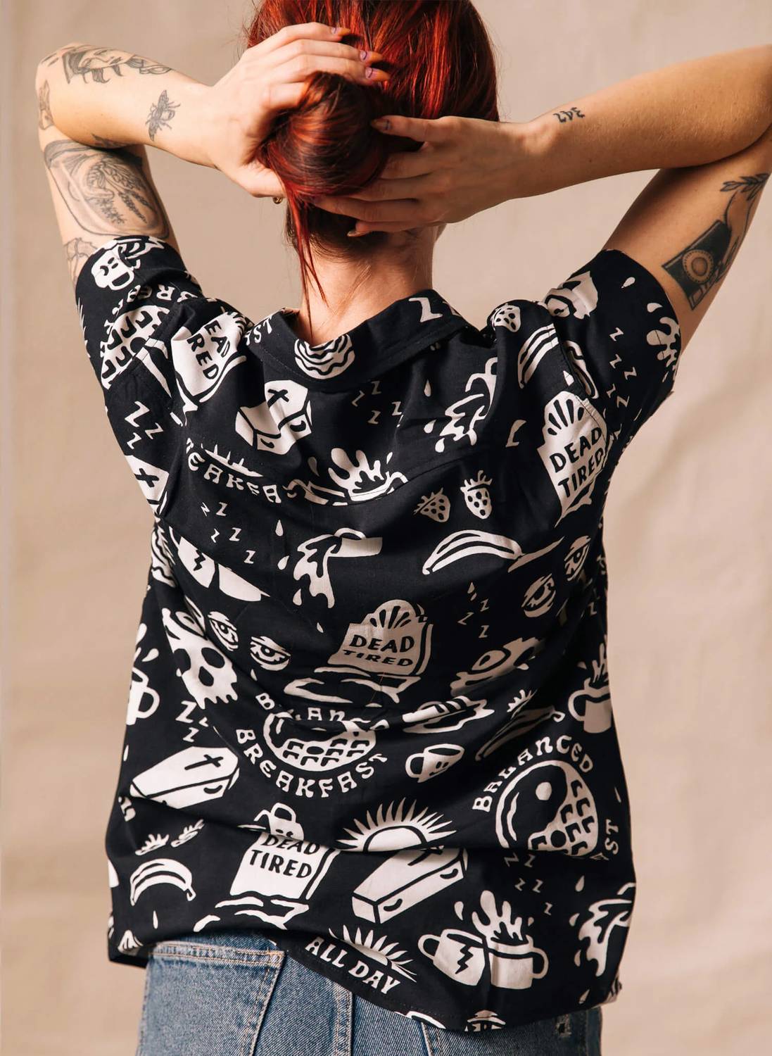 Dead Tired Button-up Top Shirt