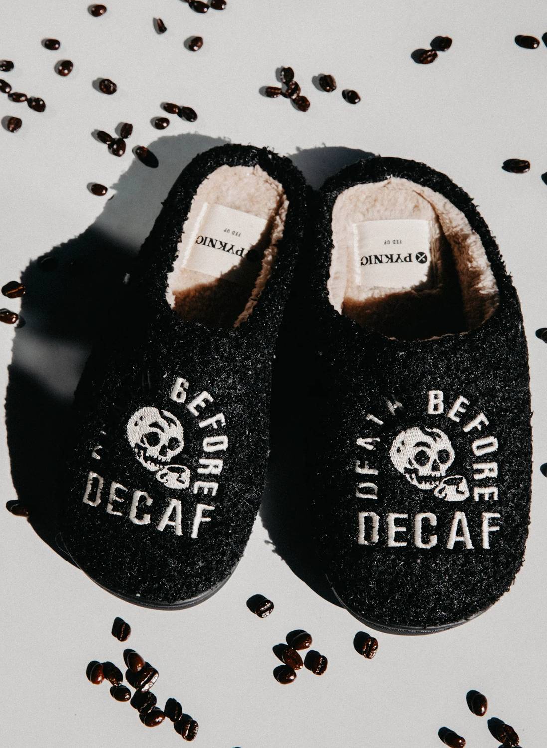 Unisex Death Before Decaf Slippers