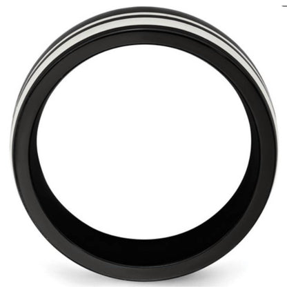 Men's Titanium And Sterling Silver Ring