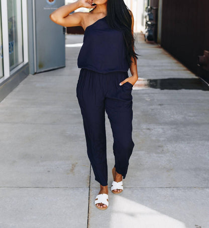 Bare Shoulder Jumpsuit