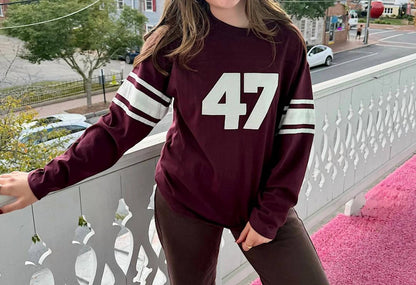 Olympia Long Sleeve Top With Applique Grape