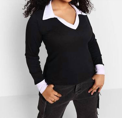 Trudy Contrast Collared Top