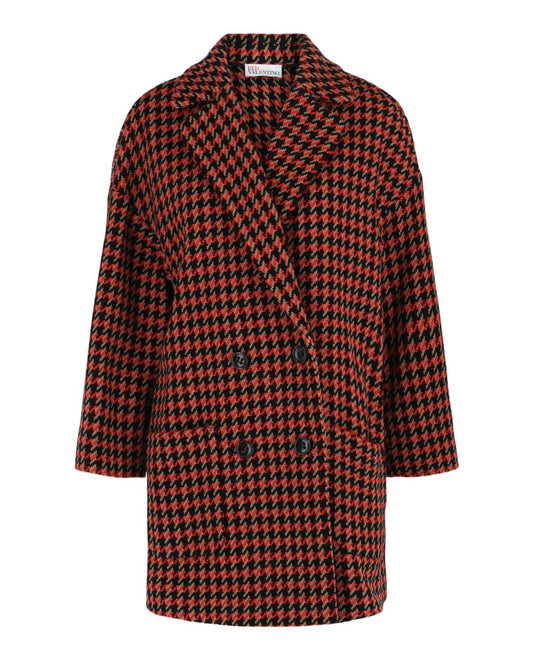 Women's Double-breasted Houndstooth Coat