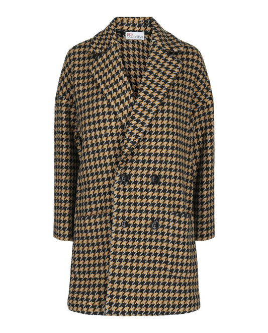 Women's Double-breasted Houndstooth Coat