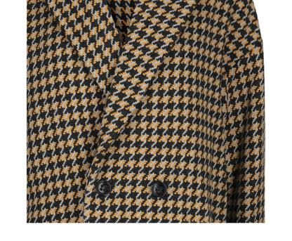 Women's Double-breasted Houndstooth Coat