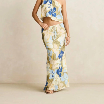 Blanca Floral Bias Cut Maxi Skirt
