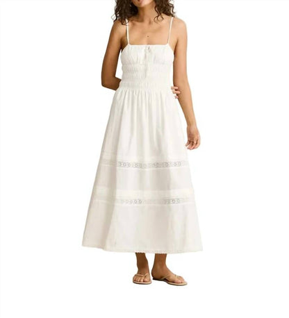 Broderie Lace Gathered Midi Dress