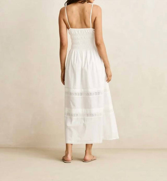 Broderie Lace Gathered Midi Dress