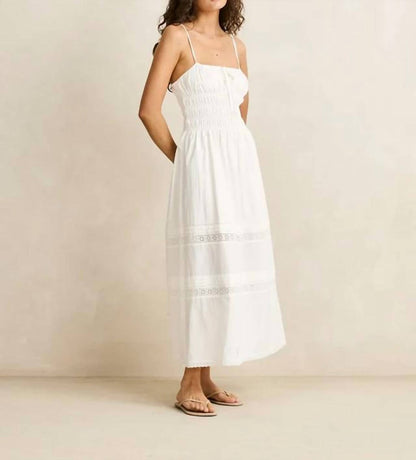 Broderie Lace Gathered Midi Dress