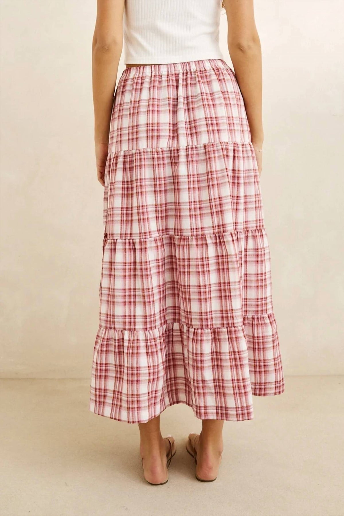 Chelsea Check Tiered Maxi Skirt
