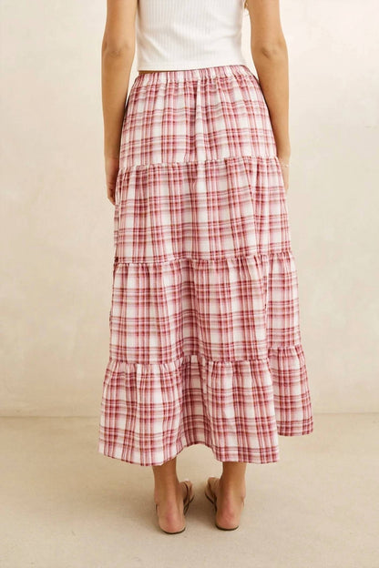 Chelsea Check Tiered Maxi Skirt