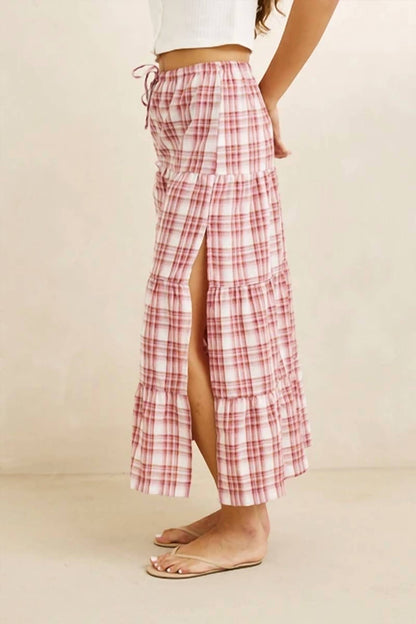 Chelsea Check Tiered Maxi Skirt