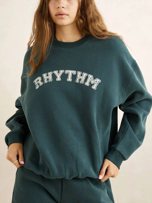 Collegiate Oversized Crew Neck Fleece Sweatshirt