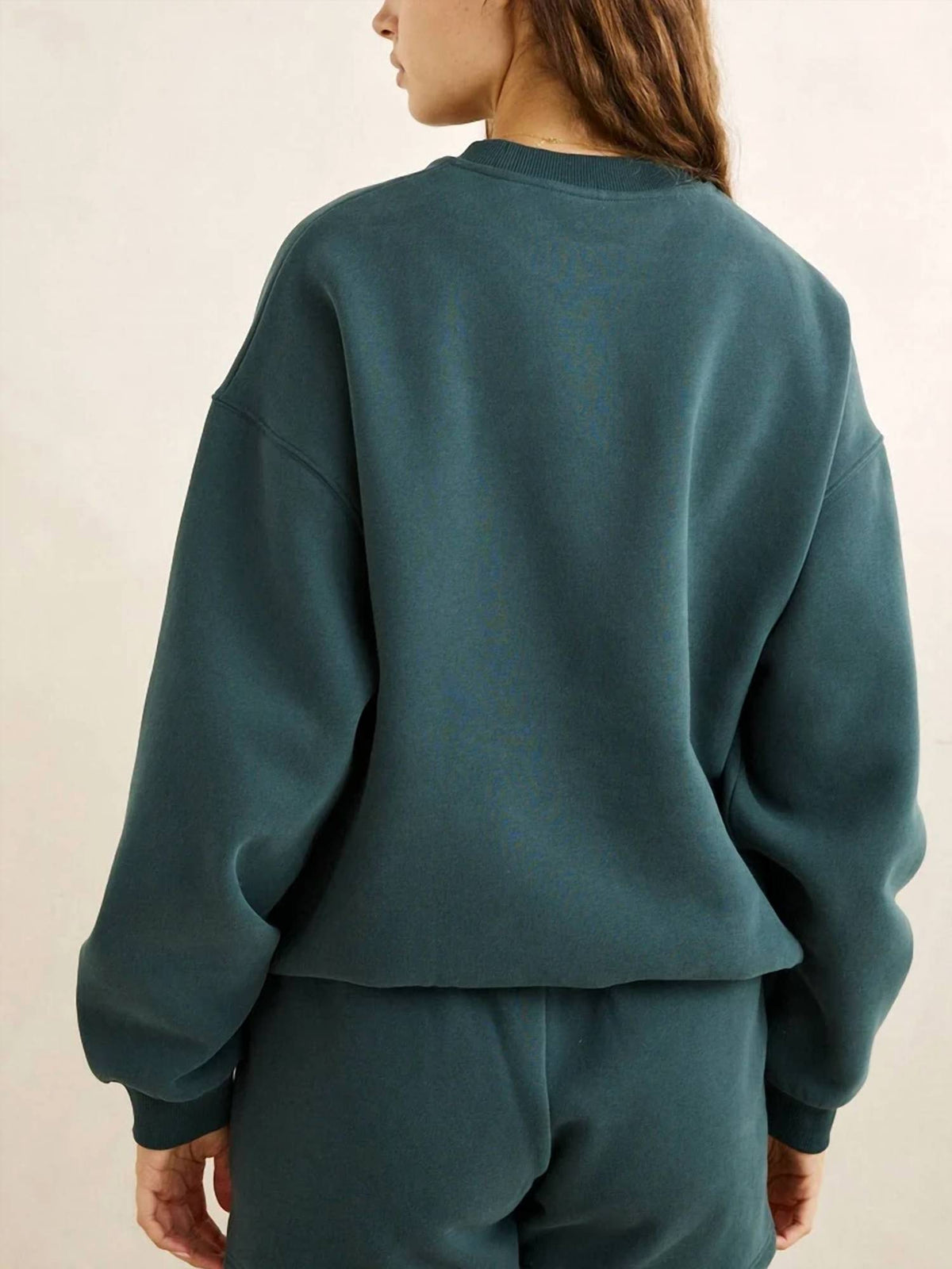 Collegiate Oversized Crew Neck Fleece Sweatshirt